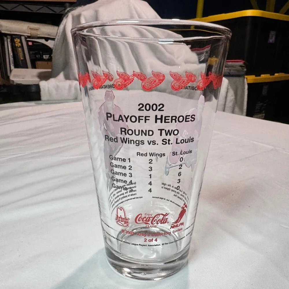 Arbys 2002 Detroit Red Wings Playoff Heroes Shanahan Robitaille Glass 2 of 4